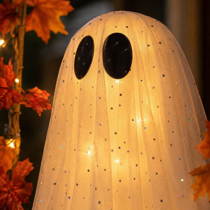 Lighted Halloween Ghost Swing Decor, Hanging Porch Ghost Decoration, Spooky Autumn Decor, 3 Sizes