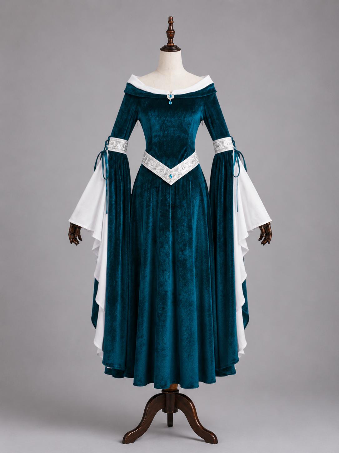 Velvet Elven Dress, Renaissance Fantasy Gown, Medieval Elf Costume, Fairy Witchcore Dress, LARP Cosplay Outfit
