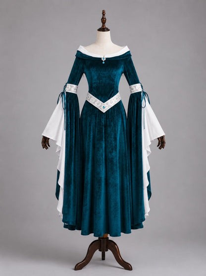 Velvet Elven Dress, Renaissance Fantasy Gown, Medieval Elf Costume, Fairy Witchcore Dress, LARP Cosplay Outfit