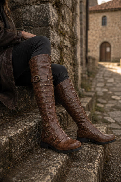 Unisex Medieval LARP Boots, Overknee Fantasy Pirate Boots, Renaissance Ren Faire Knee High Cosplay Boots for Men Women