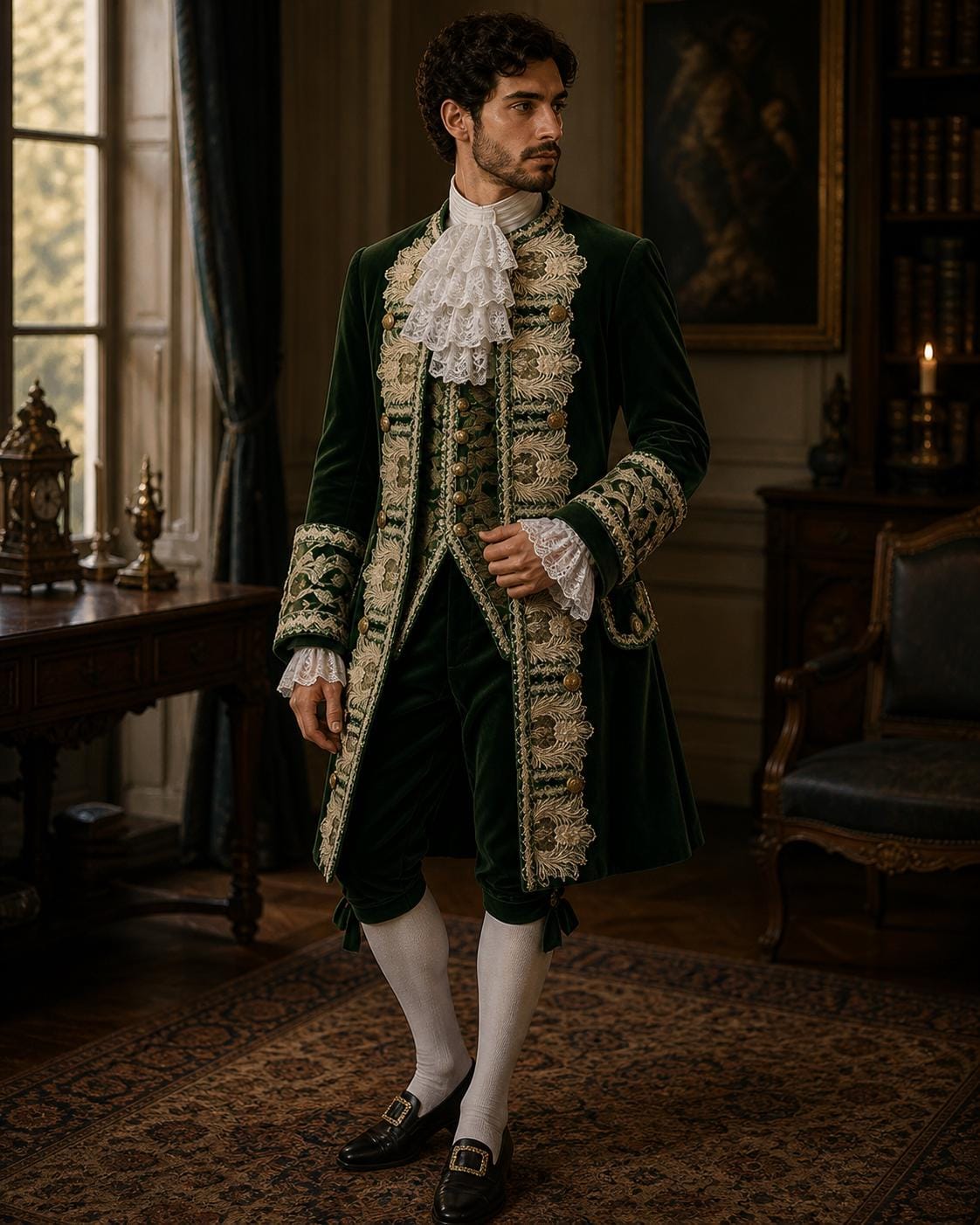 Rococo Baroque Men’s Court Suit, Royal Blue Prince Costume, 18th Century Nobleman Outfit, Historical Cosplay Set