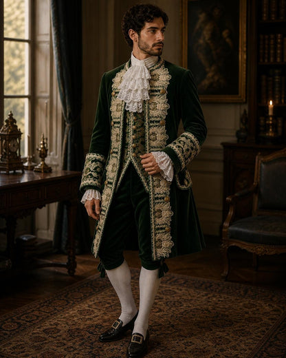 Rococo Baroque Men’s Court Suit, Royal Blue Prince Costume, 18th Century Nobleman Outfit, Historical Cosplay Set