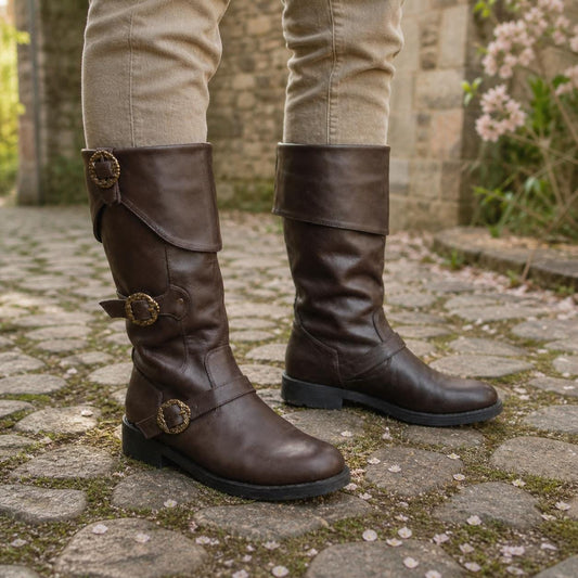 Ren Faire Boots, Medieval Pirate Boots, Renaissance Cosplay Boots, Viking LARP Shoes, Retro Jackboot Costume Footwear
