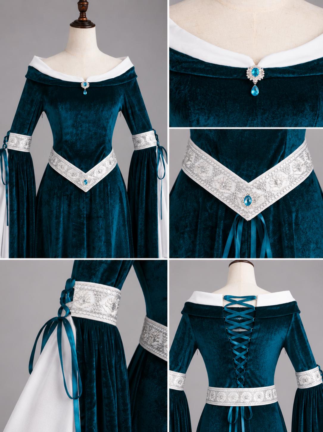 Velvet Elven Dress, Renaissance Fantasy Gown, Medieval Elf Costume, Fairy Witchcore Dress, LARP Cosplay Outfit