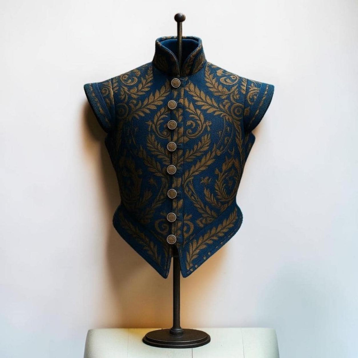 Men’s Renaissance Brocade Vest, Tudor Pirate Jerkin, Elizabethan Waistcoat, Medieval Baroque Costume Vest for Men