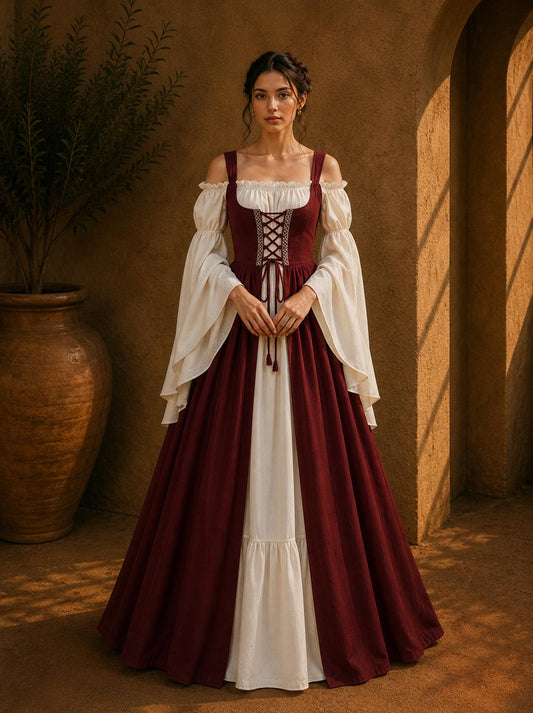 Renaissance Corset Dress, Medieval Princess Gown, Gothic Fantasy Dress, Vintage Fairy Cosplay Outfit