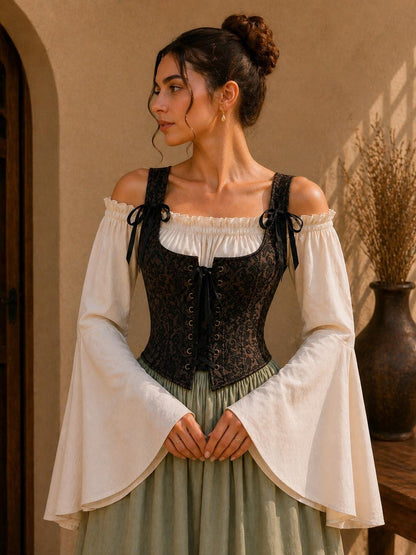 Medieval Corset, Renaissance Bodice Top, Ren Faire Corset, Victorian Fairycore Corset Belt, Regency Lace Up Corset