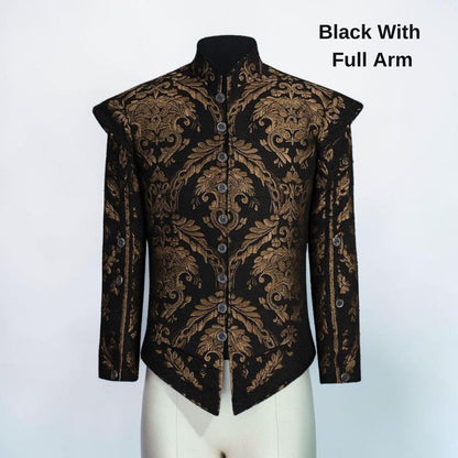 Men’s Renaissance Brocade Vest, Tudor Pirate Jerkin, Elizabethan Waistcoat, Medieval Baroque Costume Vest for Men