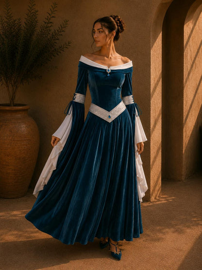 Velvet Elven Dress, Renaissance Fantasy Gown, Medieval Elf Costume, Fairy Witchcore Dress, LARP Cosplay Outfit