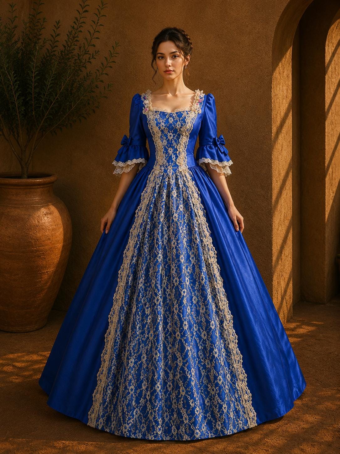 Renaissance Ball Gown, Medieval Queen Dress, Royal Victorian Cosplay, Fantasy Masquerade Gown, Regal Costume
