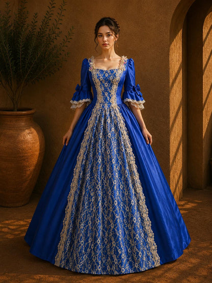 Renaissance Ball Gown, Medieval Queen Dress, Royal Victorian Cosplay, Fantasy Masquerade Gown, Regal Costume