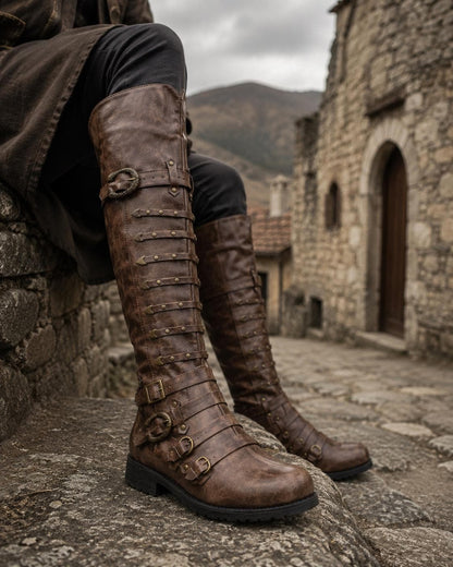 Unisex Medieval LARP Boots, Overknee Fantasy Pirate Boots, Renaissance Ren Faire Knee High Cosplay Boots for Men Women