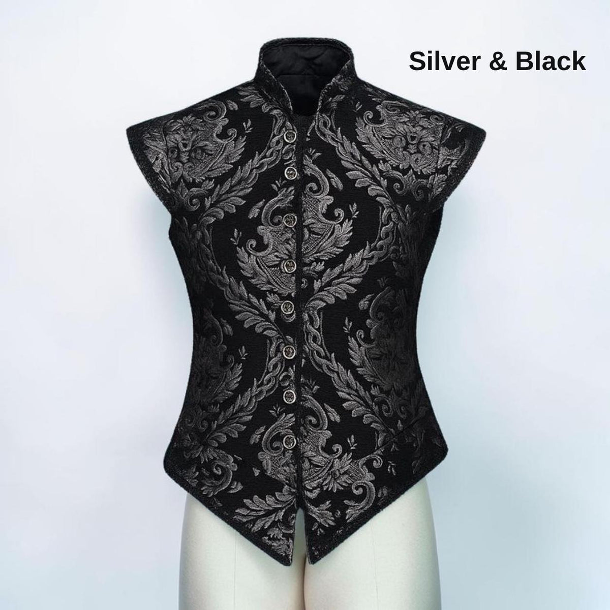 Men’s Renaissance Brocade Vest, Tudor Pirate Jerkin, Elizabethan Waistcoat, Medieval Baroque Costume Vest for Men