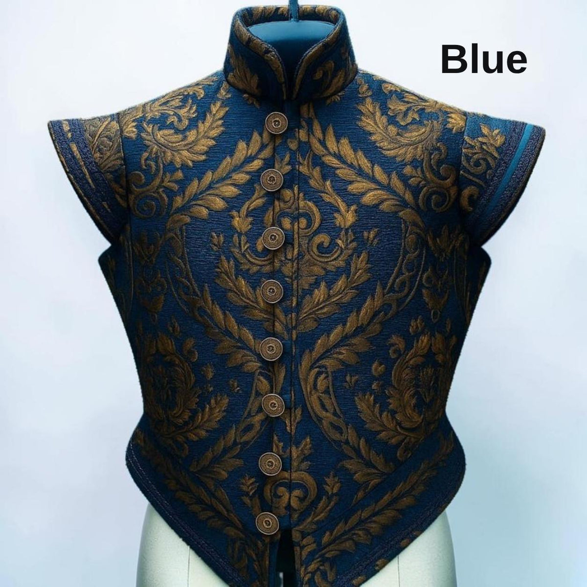 Men’s Renaissance Brocade Vest, Tudor Pirate Jerkin, Elizabethan Waistcoat, Medieval Baroque Costume Vest for Men