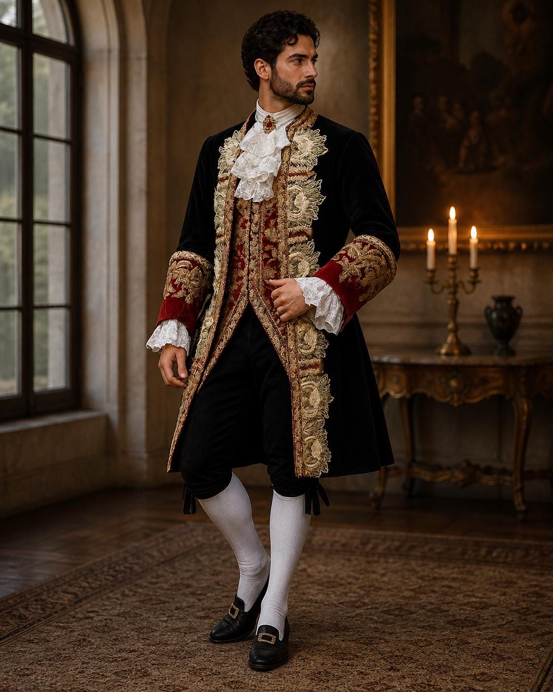 Rococo Baroque Men’s Court Suit, Royal Blue Prince Costume, 18th Century Nobleman Outfit, Historical Cosplay Set