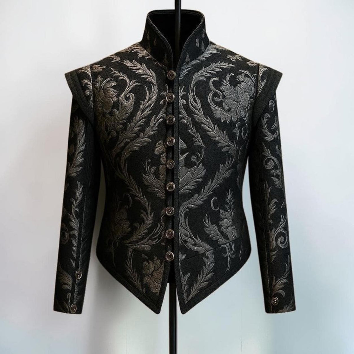 Men’s Renaissance Brocade Vest, Tudor Pirate Jerkin, Elizabethan Waistcoat, Medieval Baroque Costume Vest for Men
