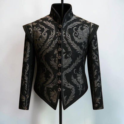 Men’s Renaissance Brocade Vest, Tudor Pirate Jerkin, Elizabethan Waistcoat, Medieval Baroque Costume Vest for Men