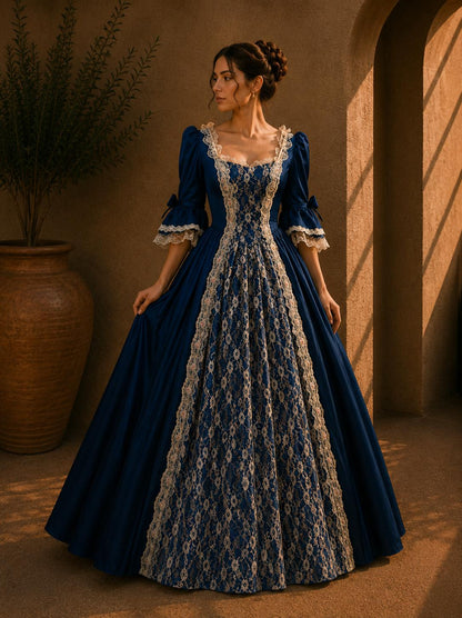 Renaissance Ball Gown, Medieval Queen Dress, Royal Victorian Cosplay, Fantasy Masquerade Gown, Regal Costume