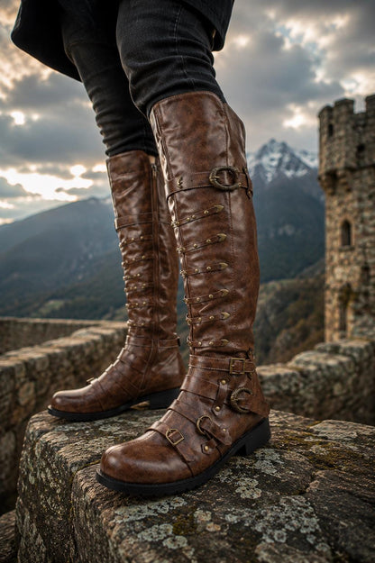 Unisex Medieval LARP Boots, Overknee Fantasy Pirate Boots, Renaissance Ren Faire Knee High Cosplay Boots for Men Women