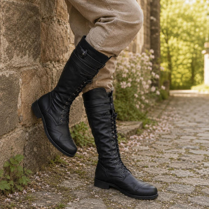 Lace Up Ren Faire Boots, Renaissance Boots, Pirate Boots, Medieval Viking Cosplay Knee High Combat Boots, Retro LARP Jackboot Shoes