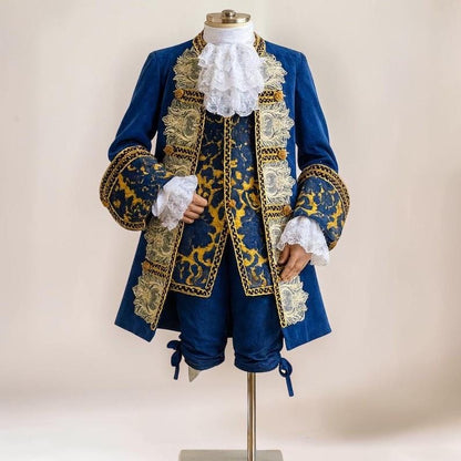 Rococo Baroque Men’s Court Suit, Royal Blue Prince Costume, 18th Century Nobleman Outfit, Historical Cosplay Set