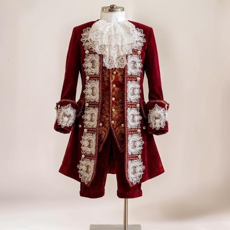 Rococo Baroque Men’s Court Suit, Royal Blue Prince Costume, 18th Century Nobleman Outfit, Historical Cosplay Set