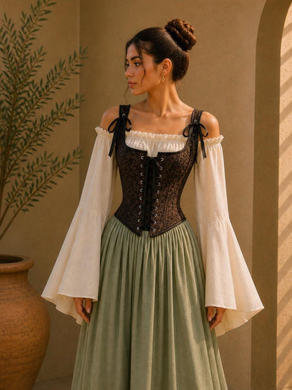 Medieval Corset, Renaissance Bodice Top, Ren Faire Corset, Victorian Fairycore Corset Belt, Regency Lace Up Corset