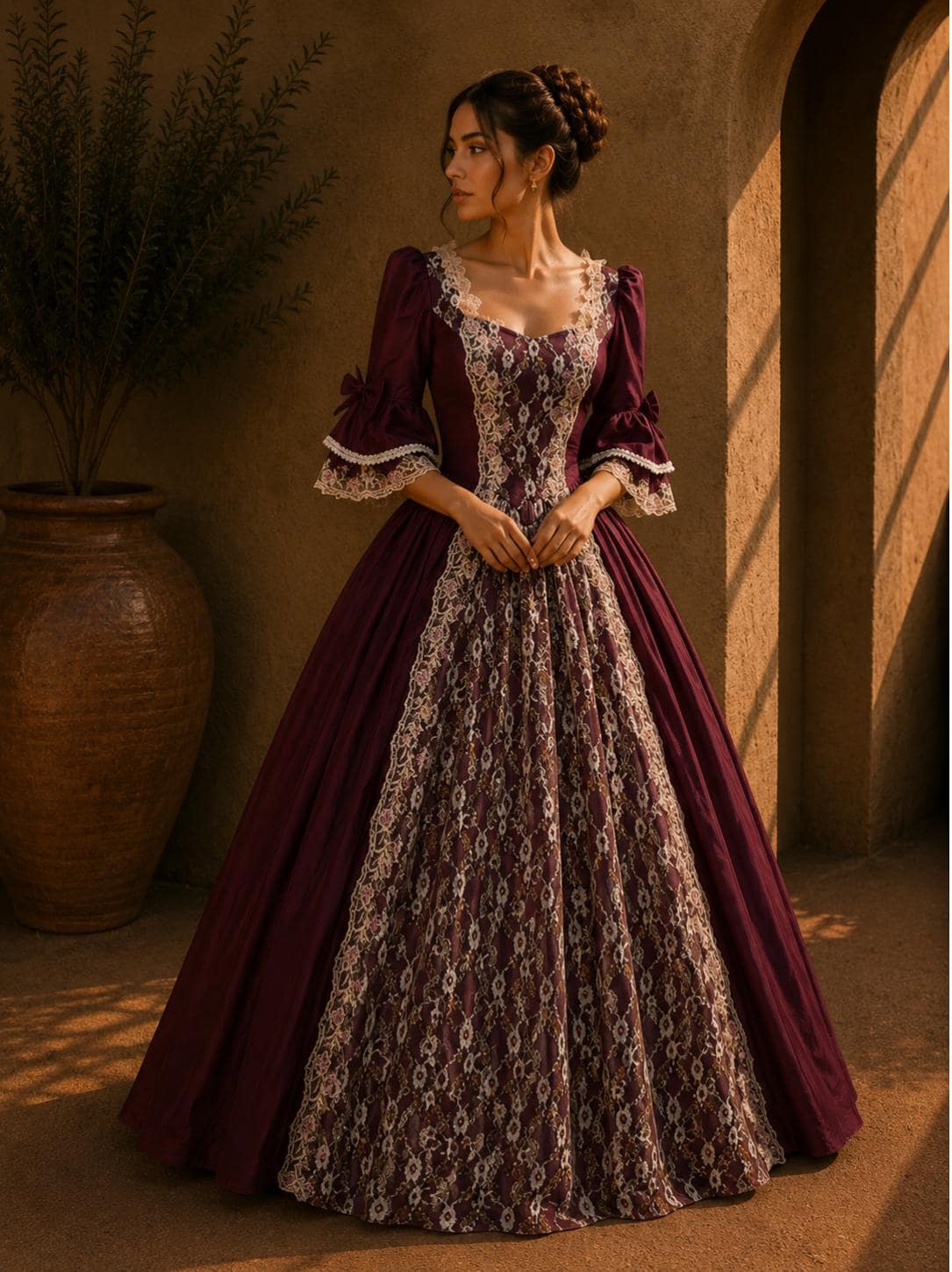 Renaissance Ball Gown, Medieval Queen Dress, Royal Victorian Cosplay, Fantasy Masquerade Gown, Regal Costume