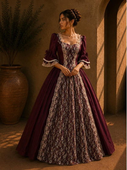 Renaissance Ball Gown, Medieval Queen Dress, Royal Victorian Cosplay, Fantasy Masquerade Gown, Regal Costume