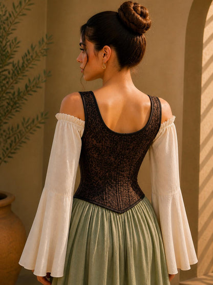 Medieval Corset, Renaissance Bodice Top, Ren Faire Corset, Victorian Fairycore Corset Belt, Regency Lace Up Corset