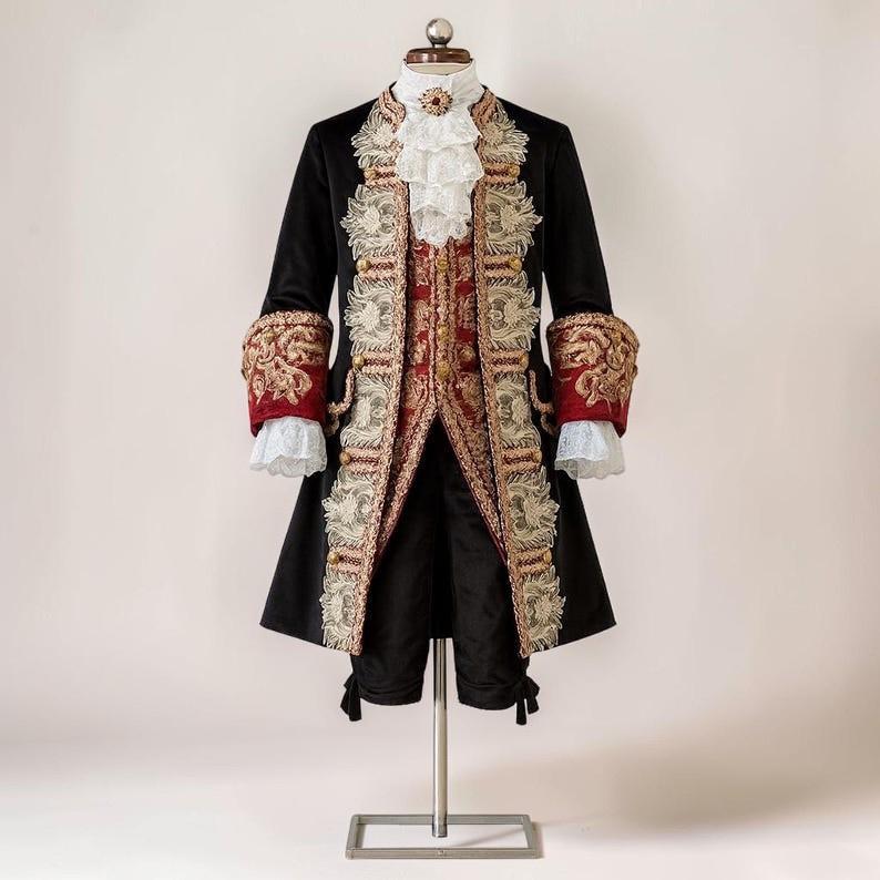 Rococo Baroque Men’s Court Suit, Royal Blue Prince Costume, 18th Century Nobleman Outfit, Historical Cosplay Set