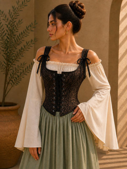 Medieval Corset, Renaissance Bodice Top, Ren Faire Corset, Victorian Fairycore Corset Belt, Regency Lace Up Corset