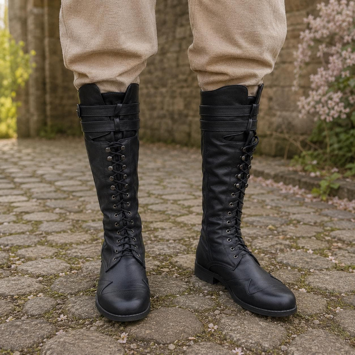 Lace Up Ren Faire Boots, Renaissance Boots, Pirate Boots, Medieval Viking Cosplay Knee High Combat Boots, Retro LARP Jackboot Shoes